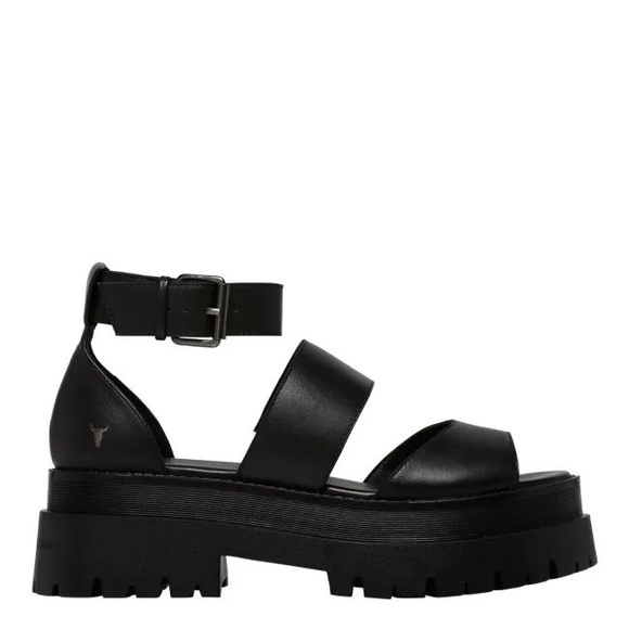 WINDSORSMITH, THRILLED BLACK LEATHER SANDAL, black size 7 - Picture 2 of 6